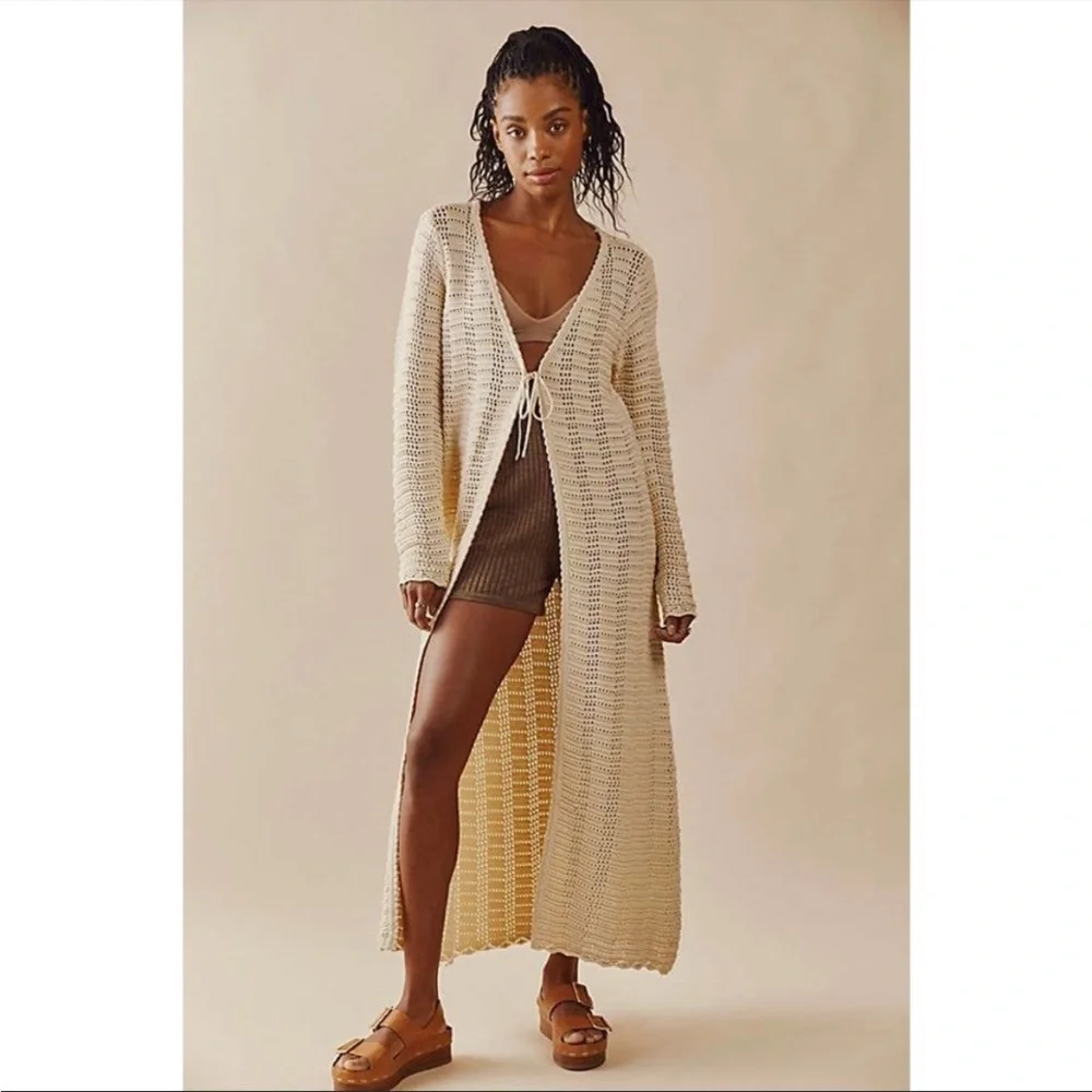 Free People Cotton Crochet Sweater Duster - Picture 8 of 10